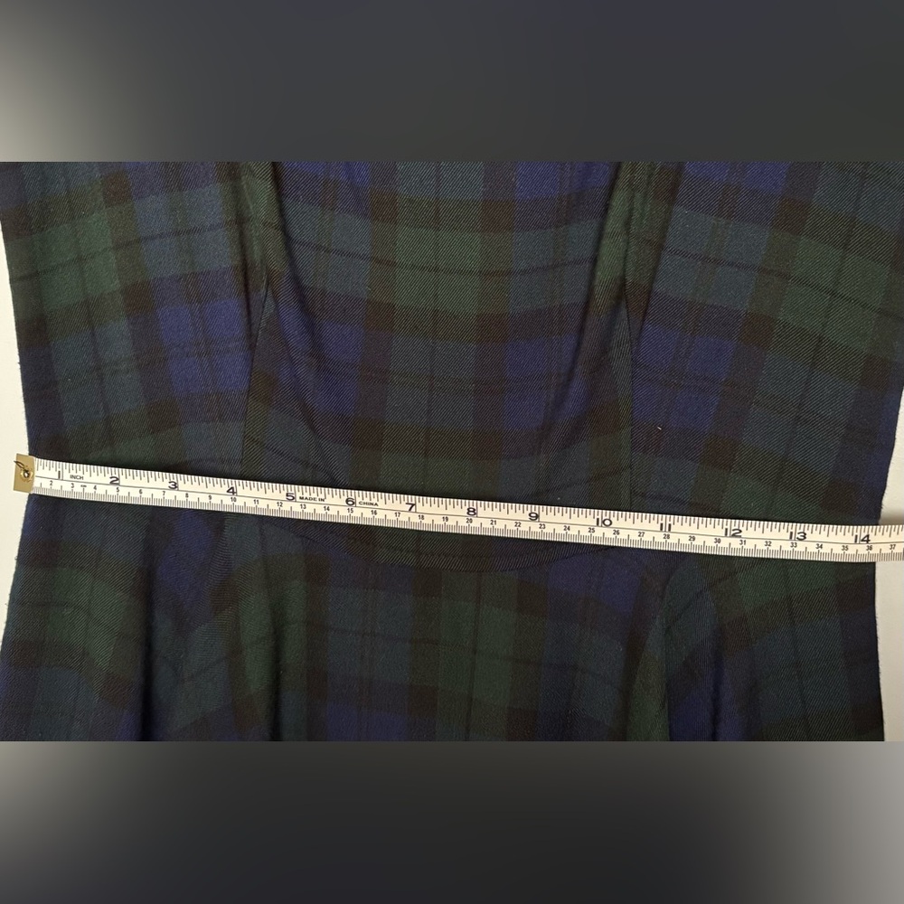 Hell Bunny Vixen, retro green and blue tartan flare dress - Picture 5 of 9